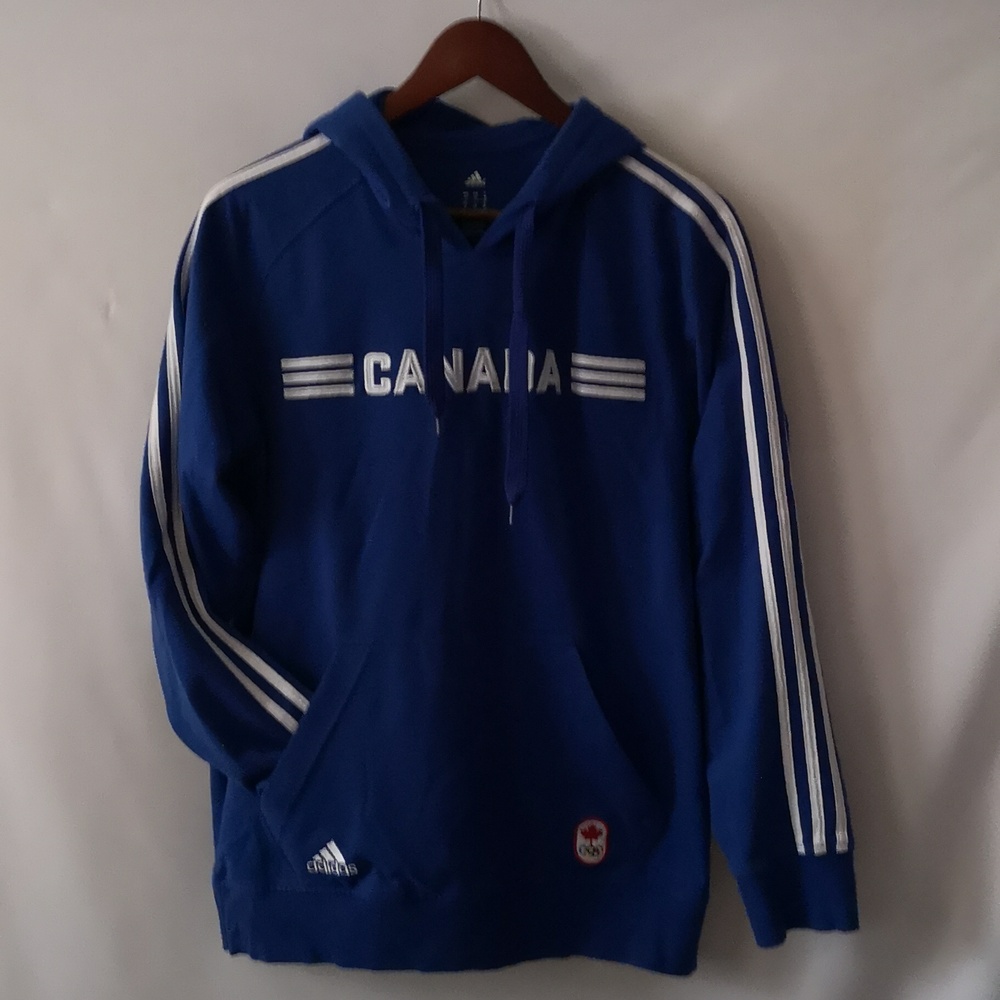 New w/o Tags Women's Adidas Hoodie Pullover Canada Front Hit Olympic Blue Medium